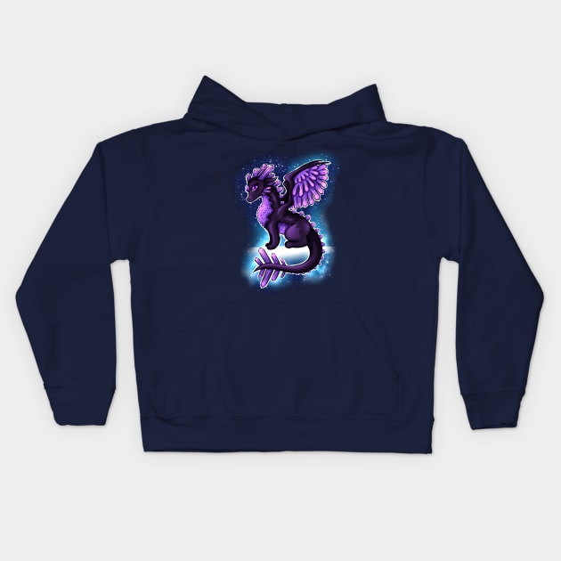 Amethyst Dragon - Cute Cartoon Dragon Kids Hoodie by Shirin Illustration